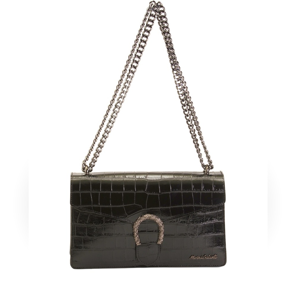 NWT made in Italy Maria Galenti petite leather croc embossed shouldere/crossbody